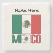 メキシコ国パーソナライズされた旗 ストーンコースター (正面)