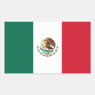 メキシコ国旗が貼られた四角形シール 長方形シール