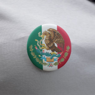 メキシコ国旗とコート・オブ・アームズ・オブ・メキシコ・ボタンピン 缶バッジ