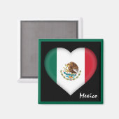 メキシコ国旗とハートメキシコの休日の旅行/スポーツ マグネット (正面/裏面)