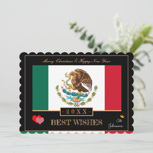 メキシコ国旗と新年おめでとう最高の/メキシコ シーズンカード (スタンド正面)