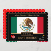 メキシコ国旗と新年おめでとう最高の/メキシコ シーズンカード (正面/裏面)