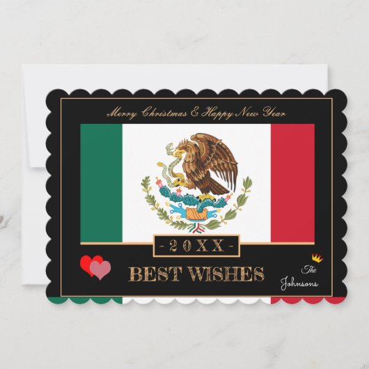 メキシコ国旗と新年おめでとう最高の/メキシコ シーズンカード (正面)