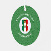 メキシコ国旗のエンジェル・グリーン白年氏名丸 メタルオーナメント (正面左)
