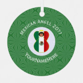 メキシコ国旗のエンジェル・グリーン白年氏名丸 メタルオーナメント (正面)