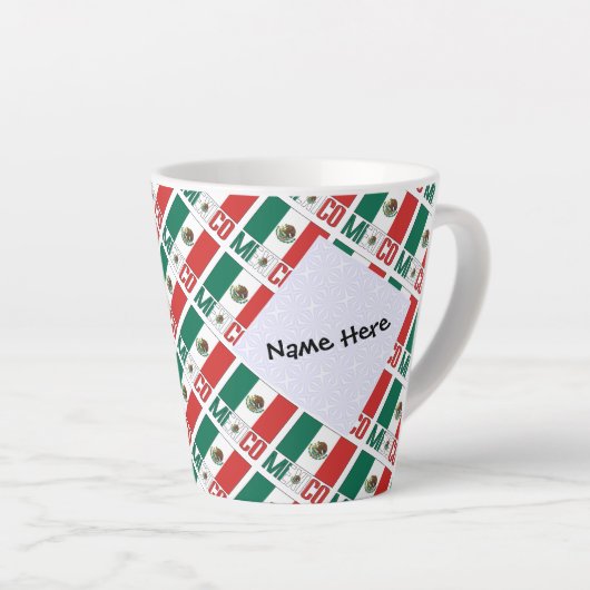メキシコ国旗のタイル貼りパーソナライズされた カフェラテマグ (右アングル)
