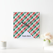 メキシコ国旗のタイル貼りパーソナライズされた スクエア壁時計 (ホーム)