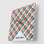 メキシコ国旗のタイル貼りパーソナライズされた スクエア壁時計 (傾斜)