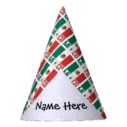 メキシコ国旗のタイル貼りパーソナライズされた パーティーハット (正面)