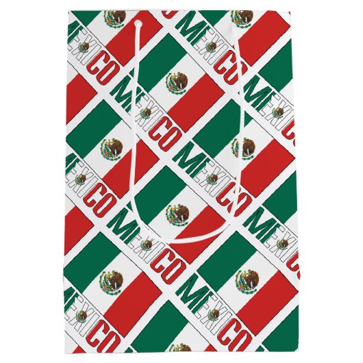 メキシコ国旗のタイル貼りパーソナライズされた ミディアムペーパーバッグ (裏面)