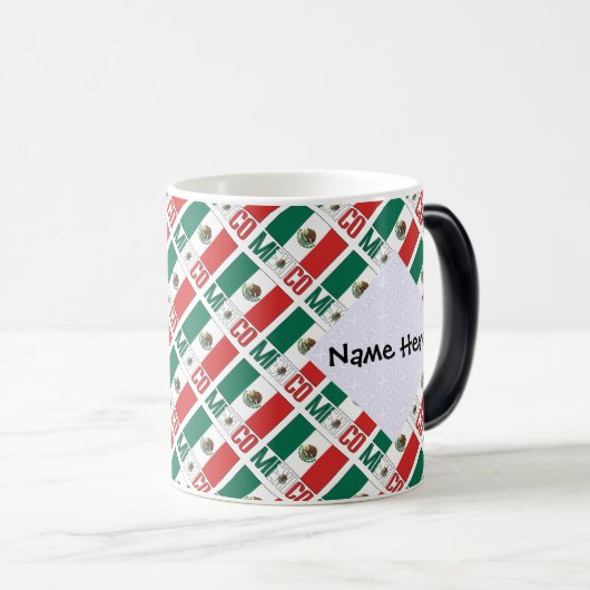 メキシコ国旗のタイル貼りパーソナライズされた モーフィングマグカップ (正面右)