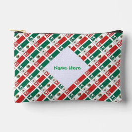 メキシコ国旗のタイル貼り緑の個人用設定 アクセサリーポーチ