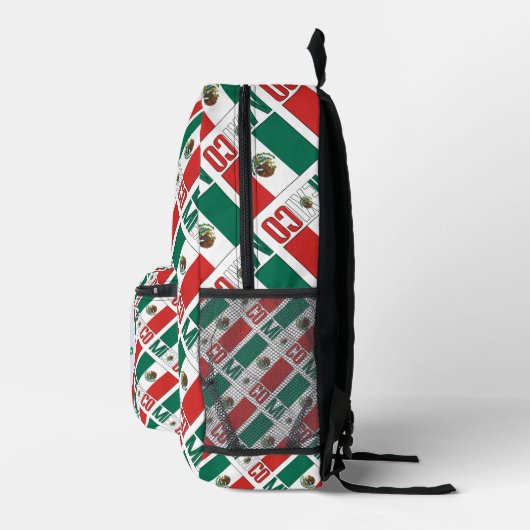メキシコ国旗のタイル貼り緑の個人用設定 プリントバックパック (右)