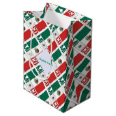 メキシコ国旗のタイル貼り緑パーソナライズされた ミディアムペーパーバッグ (正面アングル)