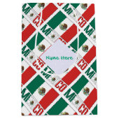 メキシコ国旗のタイル貼り緑パーソナライズされた ミディアムペーパーバッグ (正面)