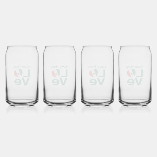 メキシコ国旗のハートグリーン愛パーソナライズされた ガラス缶 (裏面)