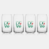 メキシコ国旗のハートグリーン愛パーソナライズされた ガラス缶 (正面)