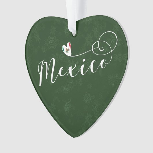 メキシコ国旗のハート、私はメキシコを愛している オーナメント (正面)