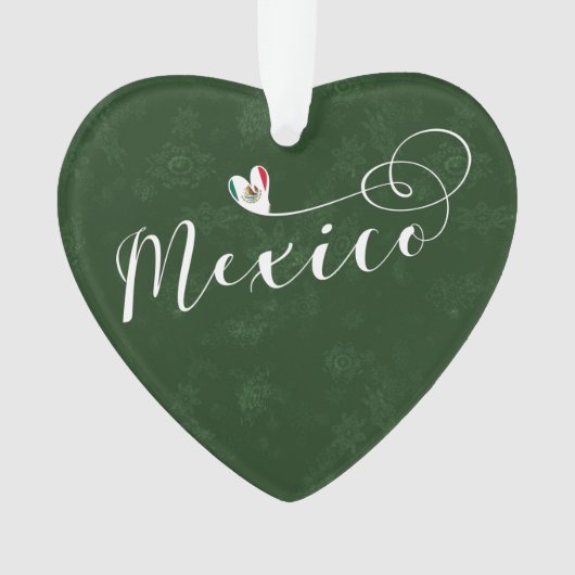 メキシコ国旗のハート、私はメキシコを愛している オーナメント (正面)