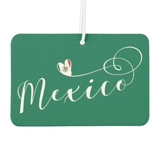 メキシコ国旗のハート、私はメキシコを愛している カーエアーフレッシュナー (裏面)