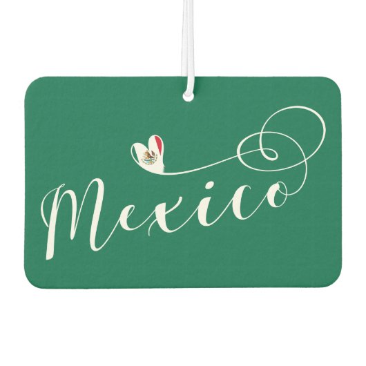 メキシコ国旗のハート、私はメキシコを愛している カーエアーフレッシュナー (正面)