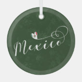 メキシコ国旗のハート、私はメキシコを愛している ガラスオーナメント (正面)