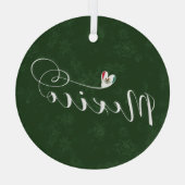 メキシコ国旗のハート、私はメキシコを愛している ガラスオーナメント (裏面)