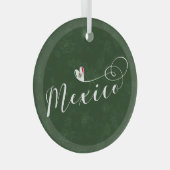 メキシコ国旗のハート、私はメキシコを愛している ガラスオーナメント (正面右)