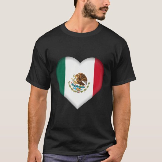 メキシコ国旗のハート Tシャツ (正面)