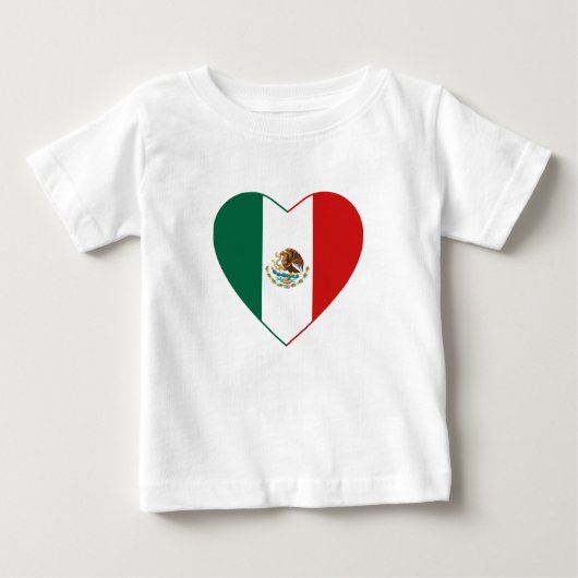 メキシコ国旗のハートTシャツ ベビーTシャツ (正面)
