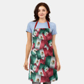 メキシコ国旗のパターン エプロン (着用した状態)