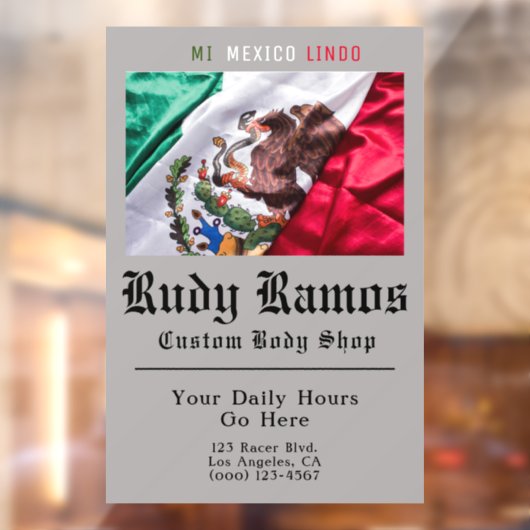 メキシコ国旗のビジネス・ウィンドウの取り付け時間と住所 ウィンドウサイン (シート2)