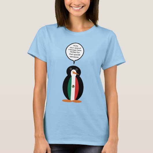 メキシコ国旗のペンギンさん 女性用Tシャツ Tシャツ (正面)