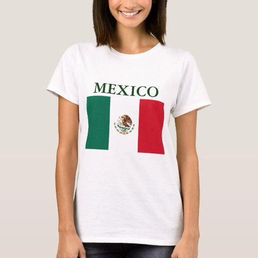 メキシコ国旗のレディースプティTシャツ Tシャツ (正面)