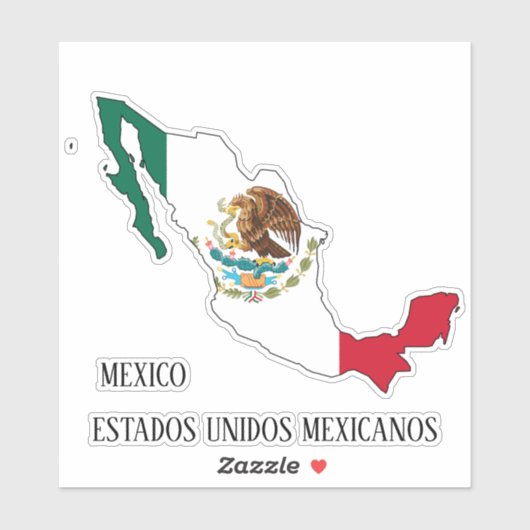 メキシコ国旗の国地図と愛国心 シール (シート)