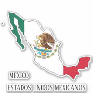 メキシコ国旗の国地図と愛国心 シール