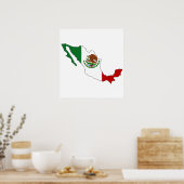 メキシコ国旗の地図のフルサイズ ポスター (キッチン)