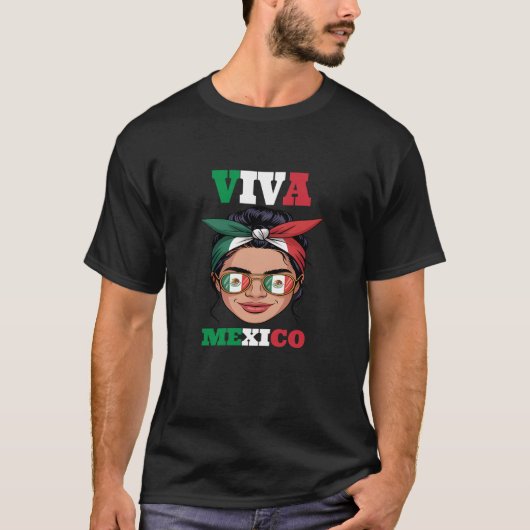 メキシコ国旗の女の子ビバメキシコ独立記念日 Tシャツ (正面)