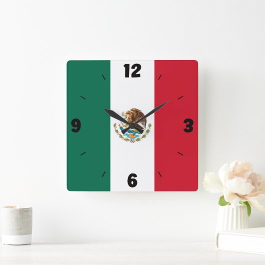 メキシコ国旗の愛国心 スクエア壁時計 (ホーム)
