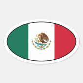 メキシコ国旗の楕円ステッカー 楕円形シール (正面)