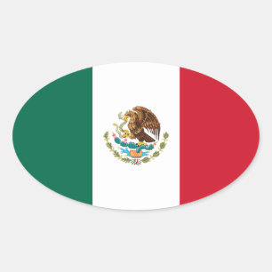 メキシコ国旗の楕円ステッカー 楕円形シール
