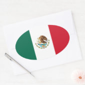 メキシコ国旗の楕円ステッカー 楕円形シール (封筒)