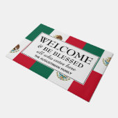 メキシコ国旗の歓迎 ドアマット (アングル)