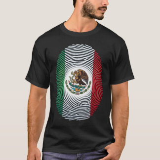 メキシコ国旗の紋章入り指紋Tシャツ Tシャツ