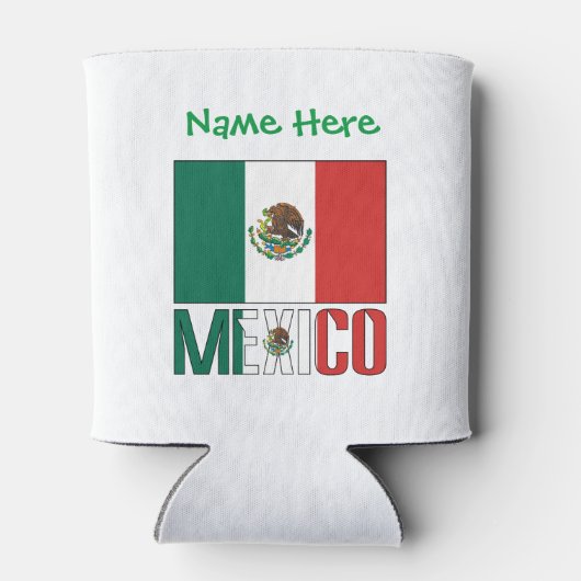 メキシコ国旗の緑の個人用設定 缶クーラー (裏面)