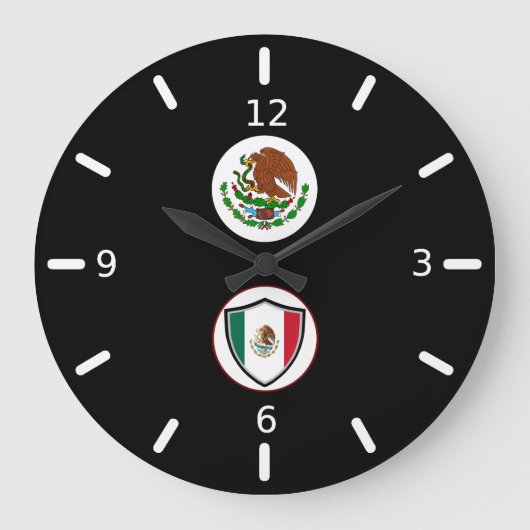 メキシコ国旗の腕 ラージ壁時計 (正面)