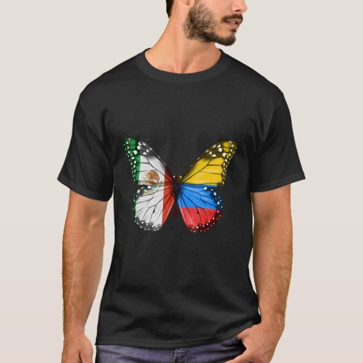 メキシコ国旗の蝶 Tシャツ (正面)