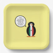 メキシコ国旗の話中ペンギン紙プレート ペーパープレート (正面)