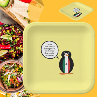 メキシコ国旗の話中ペンギン紙プレート ペーパープレート