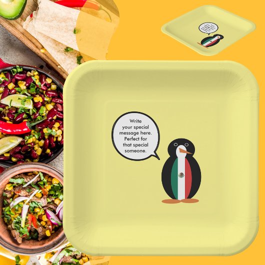 メキシコ国旗の話中ペンギン紙プレート ペーパープレート